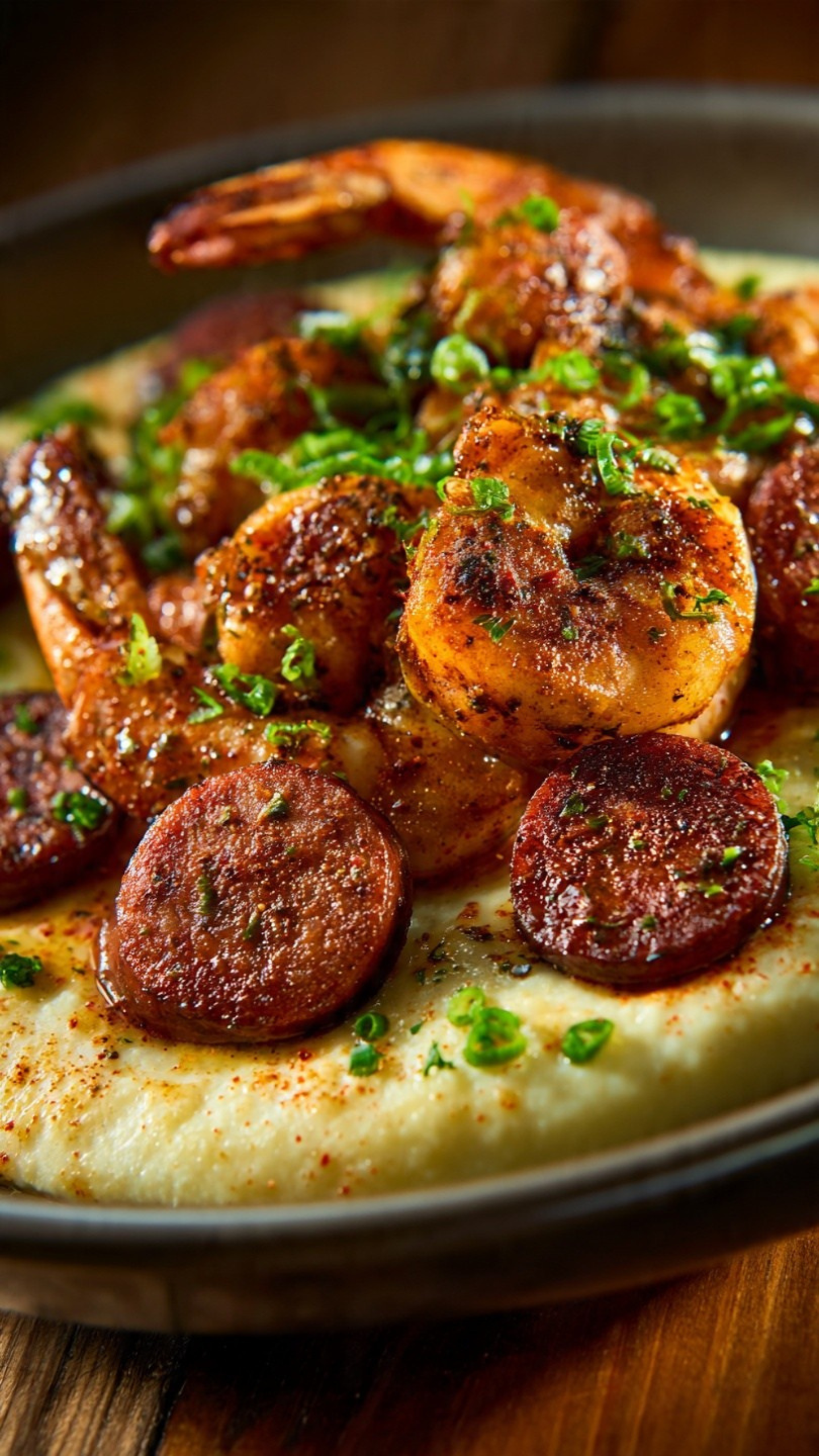 Cajun Shrimp and Sausage with Cauliflower Grits