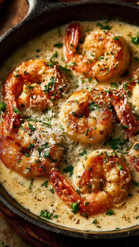 Garlic Parmesan Shrimp Skillet