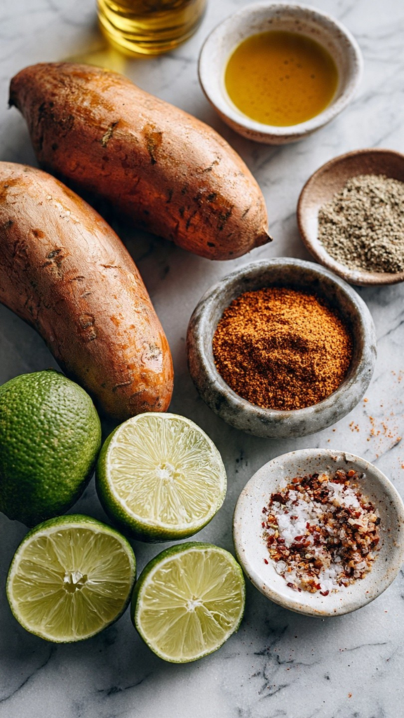 Grilled Chili Lime Sweet Potatoes (Sweet, Smoky, and Boldly Flavorful) 1 Grilled Chili Lime Sweet Potatoes Ingredients