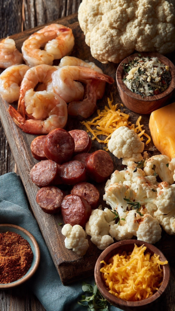 cajun shrimp and sausage cauliflower grits ingredients