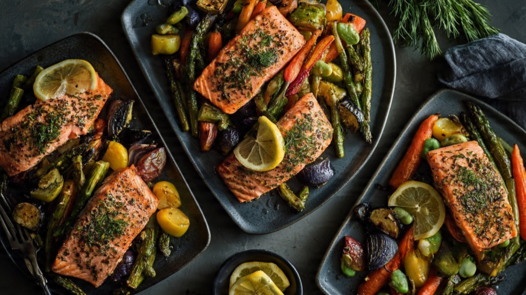 one pan lemon herb salmon plated