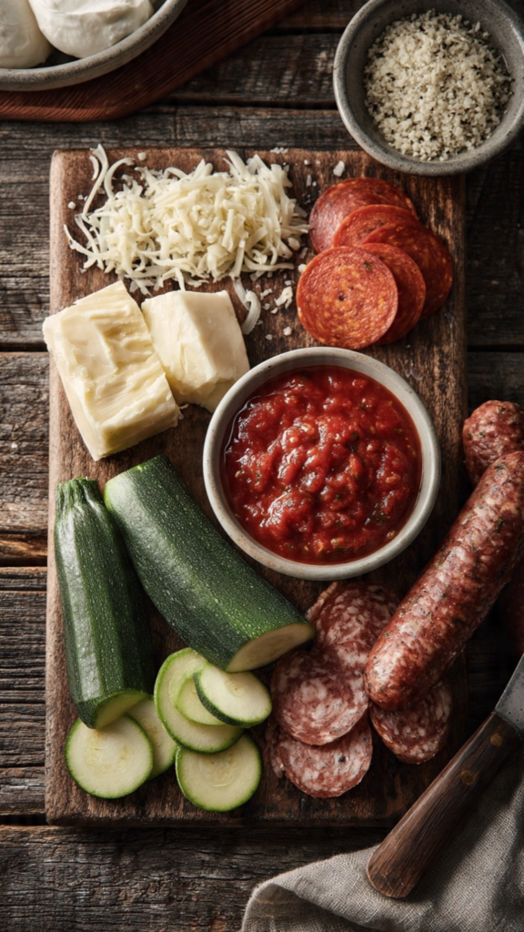pizza stuffed zucchini boats ingredients