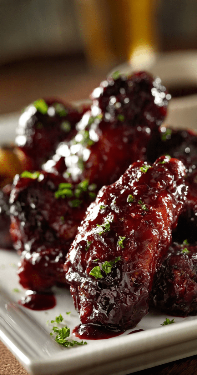 BEAUJOLAIS-GLAZED CHICKEN WINGS (Elegant Wine-Kissed Party Wings) 1 BEAUJOLAIS-GLAZED CHICKEN WINGS