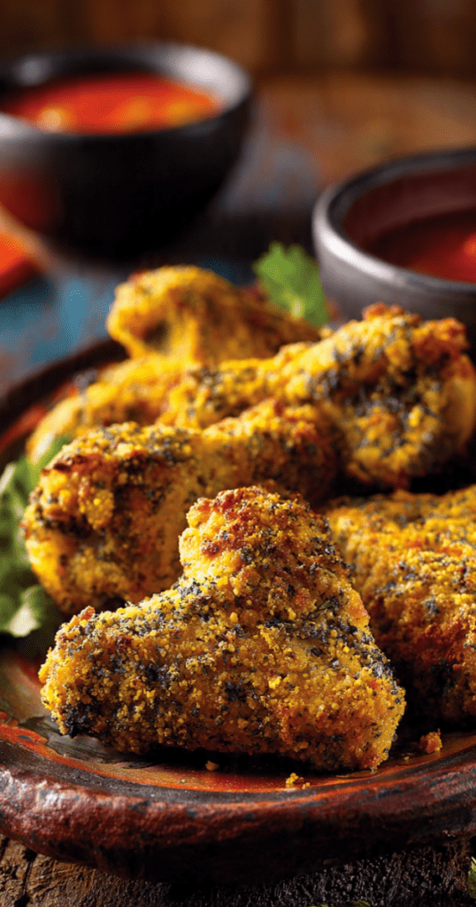 BLUE CORNMEAL CHICKEN WINGS