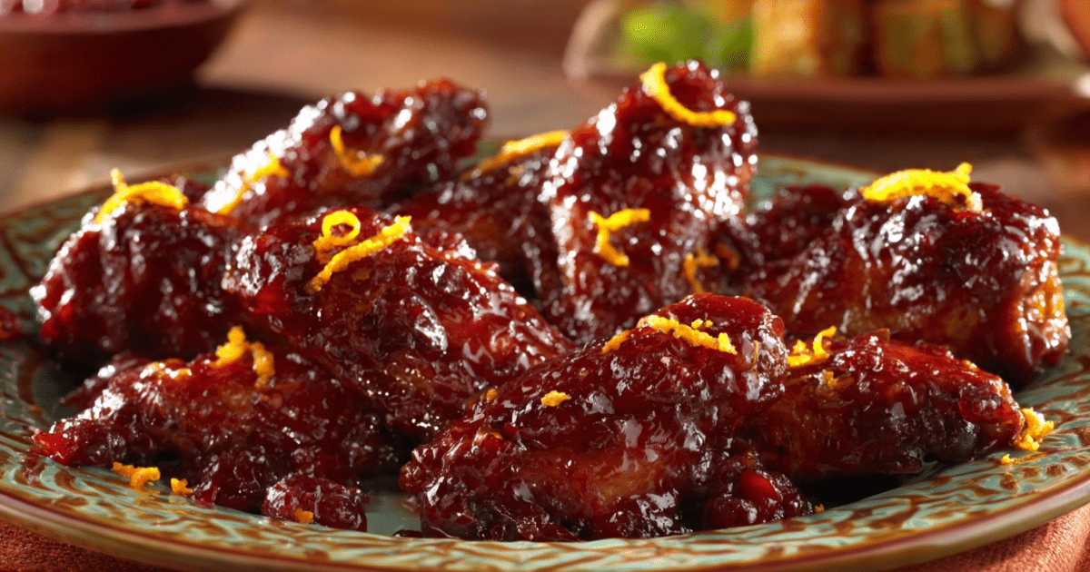 GLAZED CHICKEN WINGS (Sweet Cranberry Citrus Glazed Wings) 1 GLAZED CHICKEN WINGS