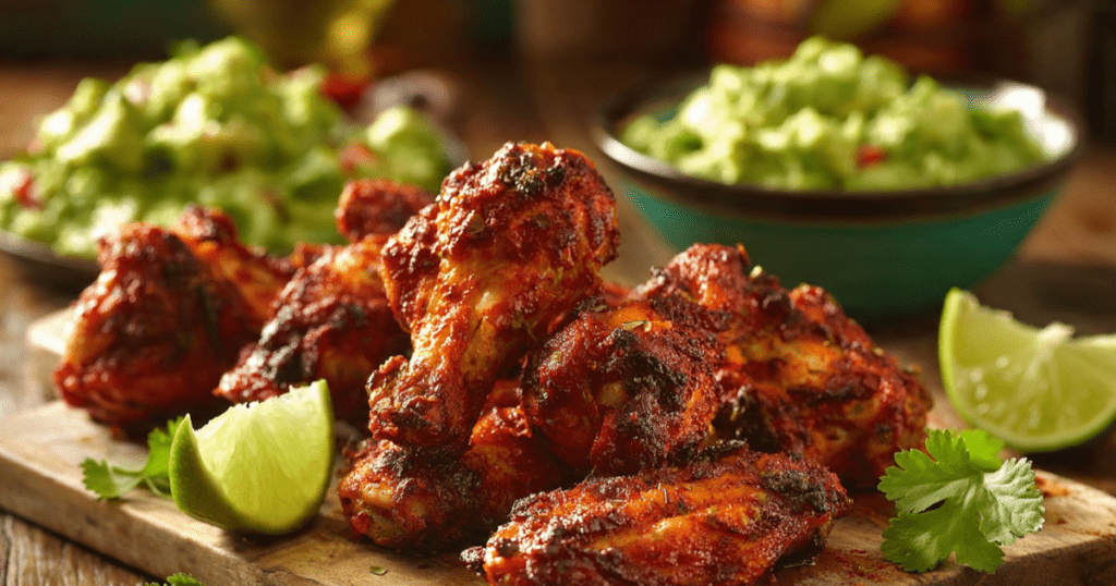 HOT FAJITA WINGS WITH GUACAMOLE
