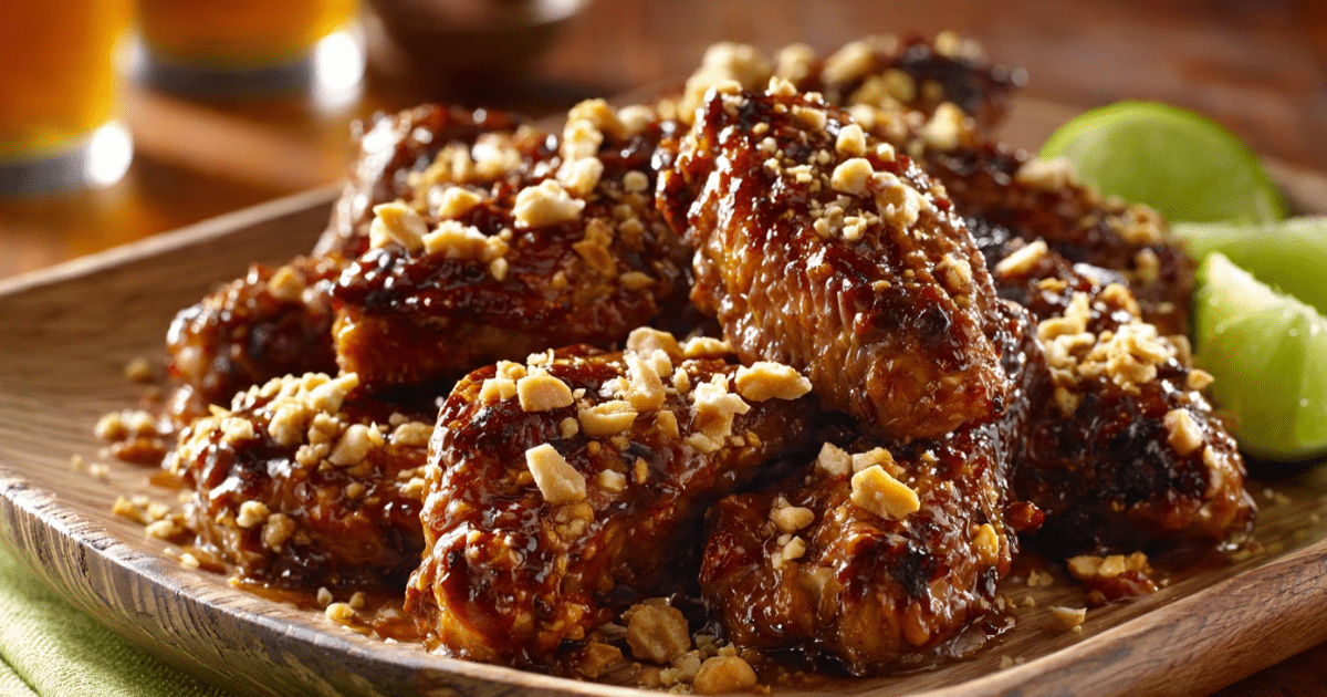PEANUT CHICKEN WINGS (Sweet & Spicy Peanut Glazed Wings) 1 PEANUT CHICKEN WINGS