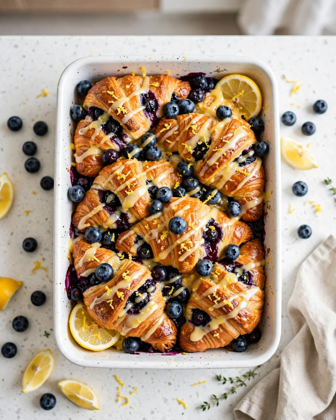 Blueberry Lemon Croissant French Toast Bake